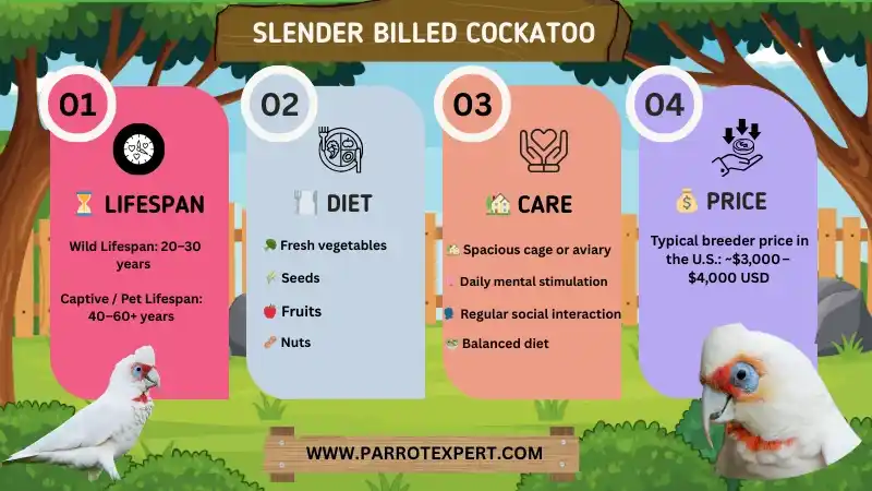 Slender Billed Cockatoo: Lifespan, Diet, Care, Price, & Facts